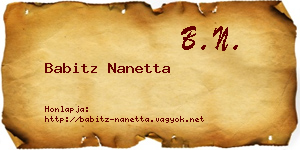 Babitz Nanetta névjegykártya